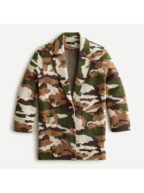 J.Crew Sophie Open-Front Sweater-Blazer in Camo Cotton Blend Jacket XS